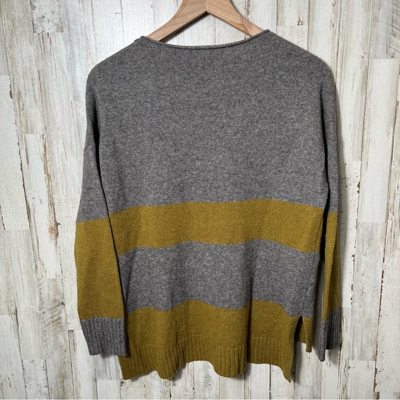 Eileen Fisher Gray Yellow Mustard Striped Sweater Yak/Wool Blend Womens Size XS - Picture 4 of 5